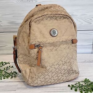 Tommy Hilfiger Tan TH Monogram Mini Backpack Tommy Hilfiger Brown Monogram Backpack Authentic | eBay main image 4